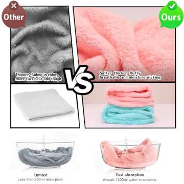 BABYSHEEP Microfiber Hair Towel Wrap for Women, Hair Drying Towel with Button, Super Absorbent Quick...