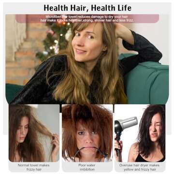 BABYSHEEP Microfiber Hair Towel Wrap for Women, Hair Drying Towel with Button, Super Absorbent Quick Dry Hair Turban for Curly Long Thick Hair (Pink & Blue)