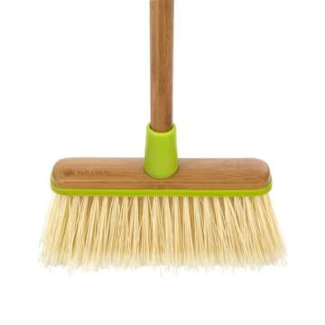 Full Circle Clean Sweep Bamboo Broom - Angled for Precision in Tight Spaces, with Recycled Stiff Bri...