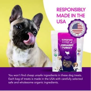 Organic Dog Treats for Small, Medium & Large Dogs, Organic Turkey Dog & Puppy Training Treats, Hypoallergenic & Healthy Dog Treats, Grain-Free & Natural Dog Treats, Semi-Soft For All Dog Breeds, 5 oz