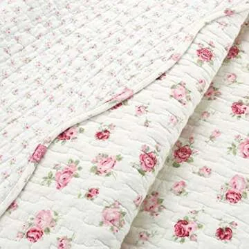 Cozy Line Floral 100% Cotton Reversible Quilt Set