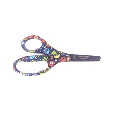 Fiskars Scissors for Kids 5 Inch Heavy Duty Safety Cut Scissors w/ Blunt Tip, Round Edge & Non Stick Design Perfect for Kindergarten or Grade School Classroom #1 Youth Scissors Brand for Ages 4+