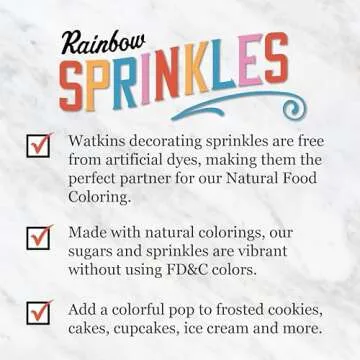 Watkins Rainbow Decorating Sprinkles All Natural Colors 3.4 Oz