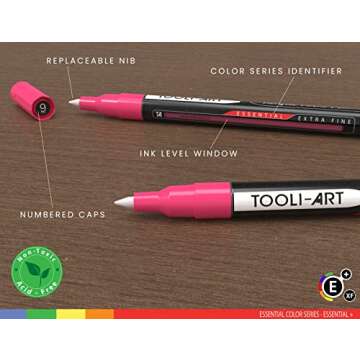 TOOLI-ART Acrylic Paint Pens Assorted Vibrant Markers for Rock Painting, Canvas, Glass, Mugs, Wood, Fabric, Metal, Ceramics. Non Toxic, Quick Dry, Multi-Surface, Lightfast (EXTRA FINE)