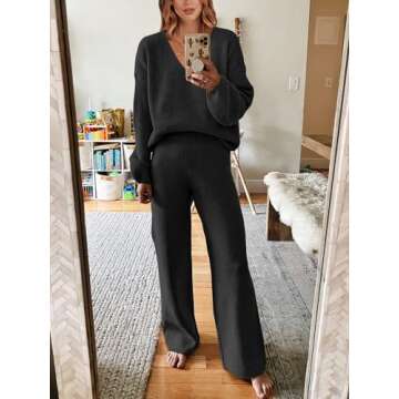 Caracilia Lounge Sets for Women Two Piece Outfits Fall Knit Matching Lounge Wear Jogger Sweater Sets...