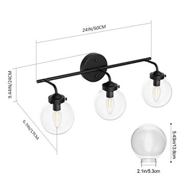 Ralbay Matte Black Vanity Light Fixtures Vintage Style