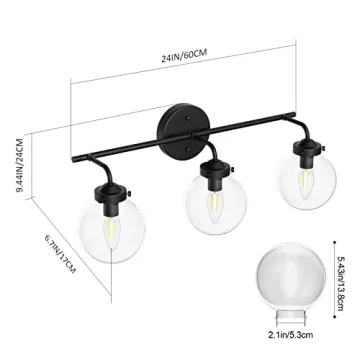 Ralbay Matte Black Vanity Light Fixtures Vintage Style