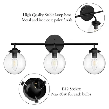 Ralbay Matte Black Vanity Light Fixtures Vintage Style