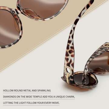 Joopin Big Leopard Sunglasses Large Tortoise Shades for Women Ladies Elegant Turtleshell Sun Glasses Polarized UV400 Brown Shady Rays Sunnies