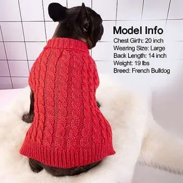 KYEESE Christmas Dog Sweaters for Small Dogs with Golden Thread Turtleneck Dog Sweater Cat Sweater Red for Winter