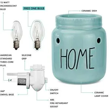 STAR MOON Mason Jar Wax Melt Warmer for Rae Dunn Inspired Decor Candle Warmer Wax Warmer Plug in with One More Bulb Home Decor Wall Decor Blue (Home)