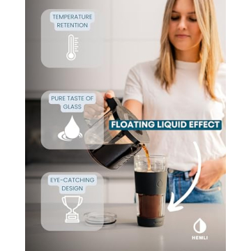 Hemli Double Wall Glass Coffee Tumbler - Travel Mug with Straw