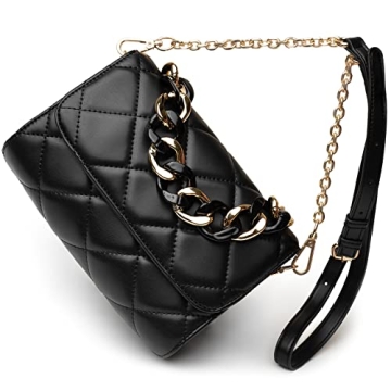 Before & Ever Small Black Purse with Gold Chain