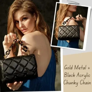 Before & Ever Small Black Purse with Gold Chain