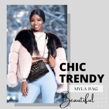 Before & Ever Small Black Purse with Gold Chain