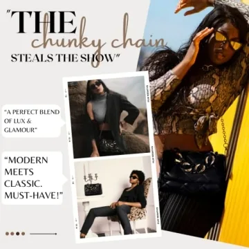 Before & Ever Small Black Purse with Gold Chain