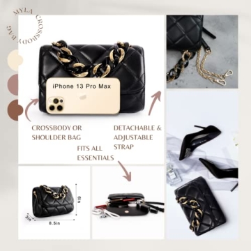 Before & Ever Small Black Purse with Gold Chain