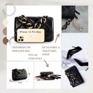 Before & Ever Small Black Purse with Gold Chain