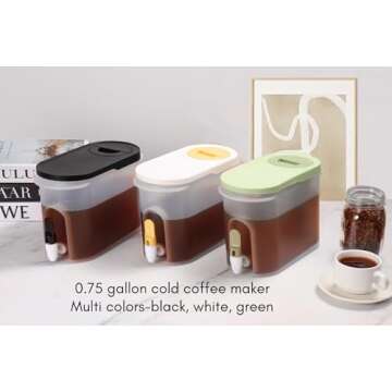 JILLMO Iced Coffee Pitcher, 3/4 Gallon Cold Brew Coffee Maker with Steel Fine Mesh Filter, Green