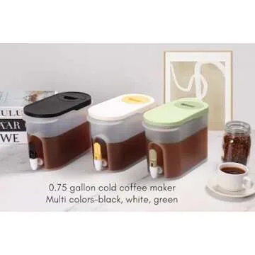 JILLMO Iced Coffee Pitcher, 3/4 Gallon Cold Brew Coffee Maker with Steel Fine Mesh Filter, Green