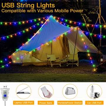 Ollny Globe String Lights 49FT 100LED USB Lights, 11 Modes Color Changing String Lights, Waterproof Indoor Lights with Remote for Camping Classroom Patio Garden Gazebo Party Bedroom Decorations