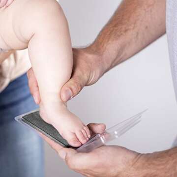 Tiny Ideas Baby's First Christmas Holiday Keepsake Photo Frame with Ink Pad for Handprint or Footprint, Red