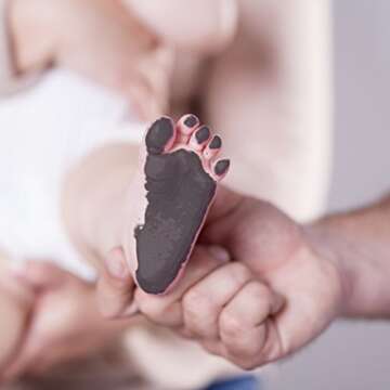 Tiny Ideas Baby's First Christmas Holiday Keepsake Photo Frame with Ink Pad for Handprint or Footprint, Red