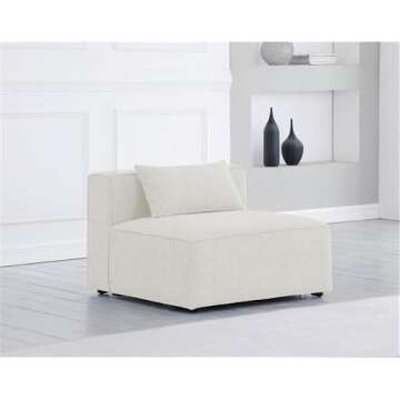 Meridian Furniture 630Cream-Armless Cube Collection Modern Modular Component