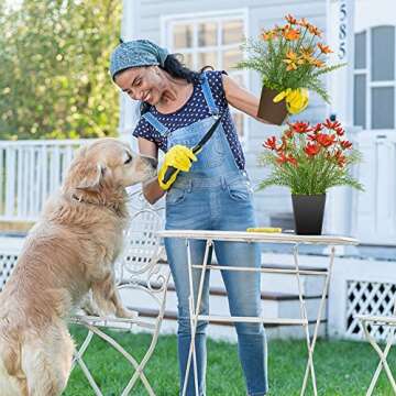 Luxsego Silk Artificial Flowers Coreopsis Faux Flowers, Potted Floral Decor for Garden, Wedding, Office Table Decor Idea for Her or Him, Decorative Home Accessories(16.7 in, Red)