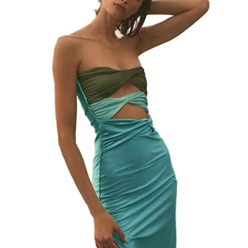 Argeousgor Stylish Newspaper Printed Tube Dress for Women