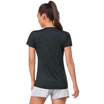 Cosy Pyro Women's Short Sleeve V-Neck Athletic T-Shirt Exercise Yoga Tees Dry Fit Gym Shirts Moisture Wicking Workout Tops Pack of 5 Black1/Black/Gray/Wine/Azure L