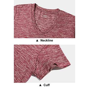 Cosy Pyro Women's Short Sleeve V-Neck Athletic T-Shirt Exercise Yoga Tees Dry Fit Gym Shirts Moisture Wicking Workout Tops Pack of 5 Black1/Black/Gray/Wine/Azure L