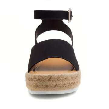 Shoe Land Legossa Womens Platform Sandals Ankle Strap Espadrilles Comfortable Open Toe Flatform Wedg...