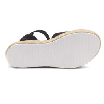 Shoe Land Legossa Womens Platform Sandals Ankle Strap Espadrilles Comfortable Open Toe Flatform Wedge Casual Sandal Black White Tan Platform Sandals for Summer, 1825/Black, Size 11.0