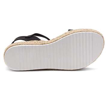 Shoe Land Legossa Womens Platform Sandals Ankle Strap Espadrilles Comfortable Open Toe Flatform Wedge Casual Sandal Black White Tan Platform Sandals for Summer, 1825/Black, Size 11.0