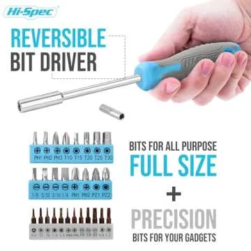 Hi-Spec 42pc Blue Household DIY Tool Set. Home, Office and College Dorm Small Toolkit Box of Starter Basic Tools