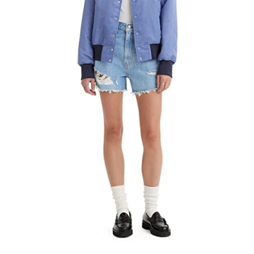 Levi's Women's High Waisted Mom Shorts in Light Indigo