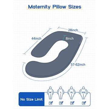 Wndy's Dream Pregnancy Pillow J Shaped Full Body Pillow with Velvet Cover, 60 inches Maternity Pillo...