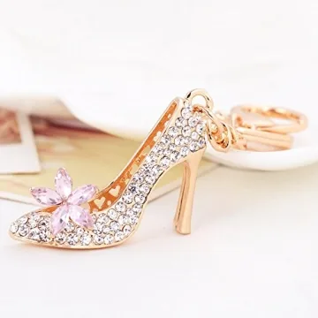 Glamorous Fashion Rhinestone High-Heeled Shoe Key Chain