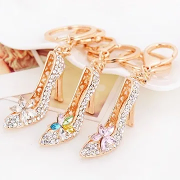 Glamorous Fashion Rhinestone High-Heeled Shoe Key Chain