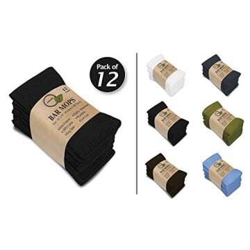 Softolle Kitchen Towels, Pack of 12 Bar Mop Towels -16x19 Inches -100% Cotton White Towels - Super A...