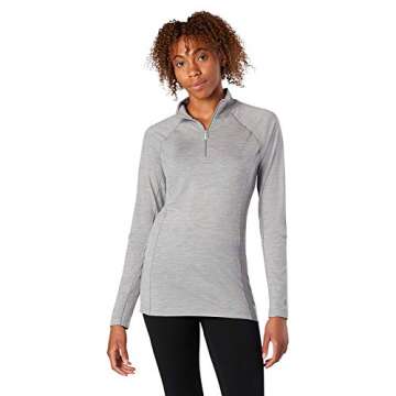 Smartwool Women's Classic All-Season Merino Base Layer 1/4 Zip, Light Gray Heather, Medium