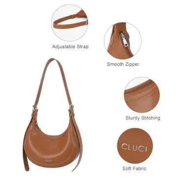 CLUCI Shoulder Bags for Women,Vegan Leather Crossbody Purses Small Crescent Bag Hobo Handbag luna bag with Adjustable Strap