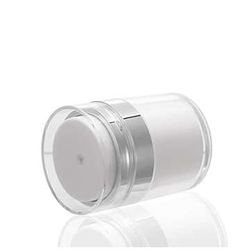 Furnido 2 Pack 1.7 oz Refillable Airless Pump Jars With Lid, Empty Acrylic Makeup Cosmetic Containers for Thick Moisturizer, Travel Lotion, Skincare, Cream,White