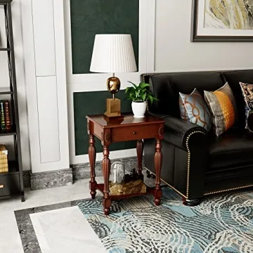 MODERION Solid Wood Side Table with Drawer Modern Elegance