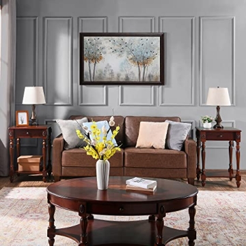 MODERION Solid Wood Side Table with Drawer Modern Elegance