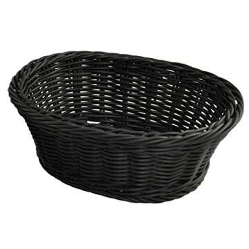 HOME-X Oval Plastic Woven Wicker Basket for Storage