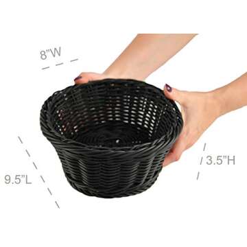 HOME-X Oval Plastic Woven Wicker Basket for Storage