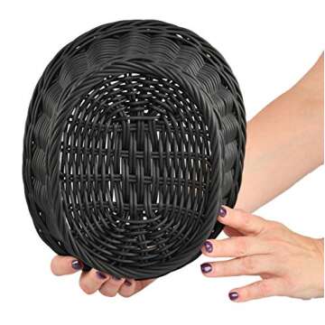 HOME-X Oval Plastic Woven Wicker Basket for Storage