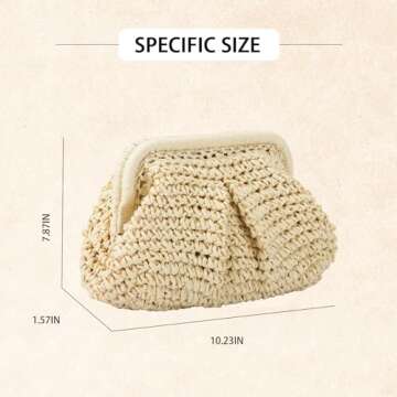 GOKTOW Straw Dumpling Clutch Purse,Summer Vacation Beach Crossbody Bag for Women,Raffia Wicker Ratta...